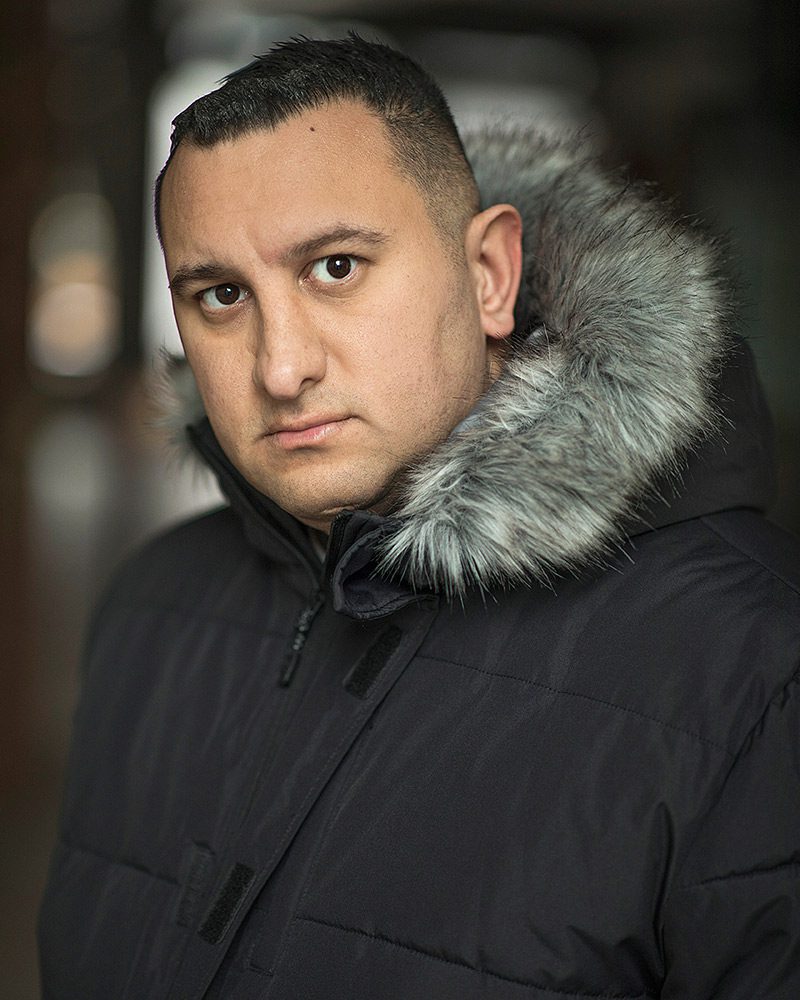 Character headshot taken on location of actor Aram Armaghanian